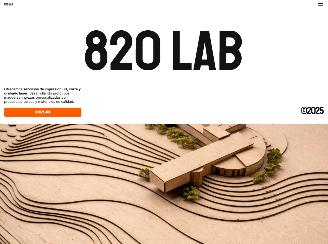 Portada del sitio de 820 Lab