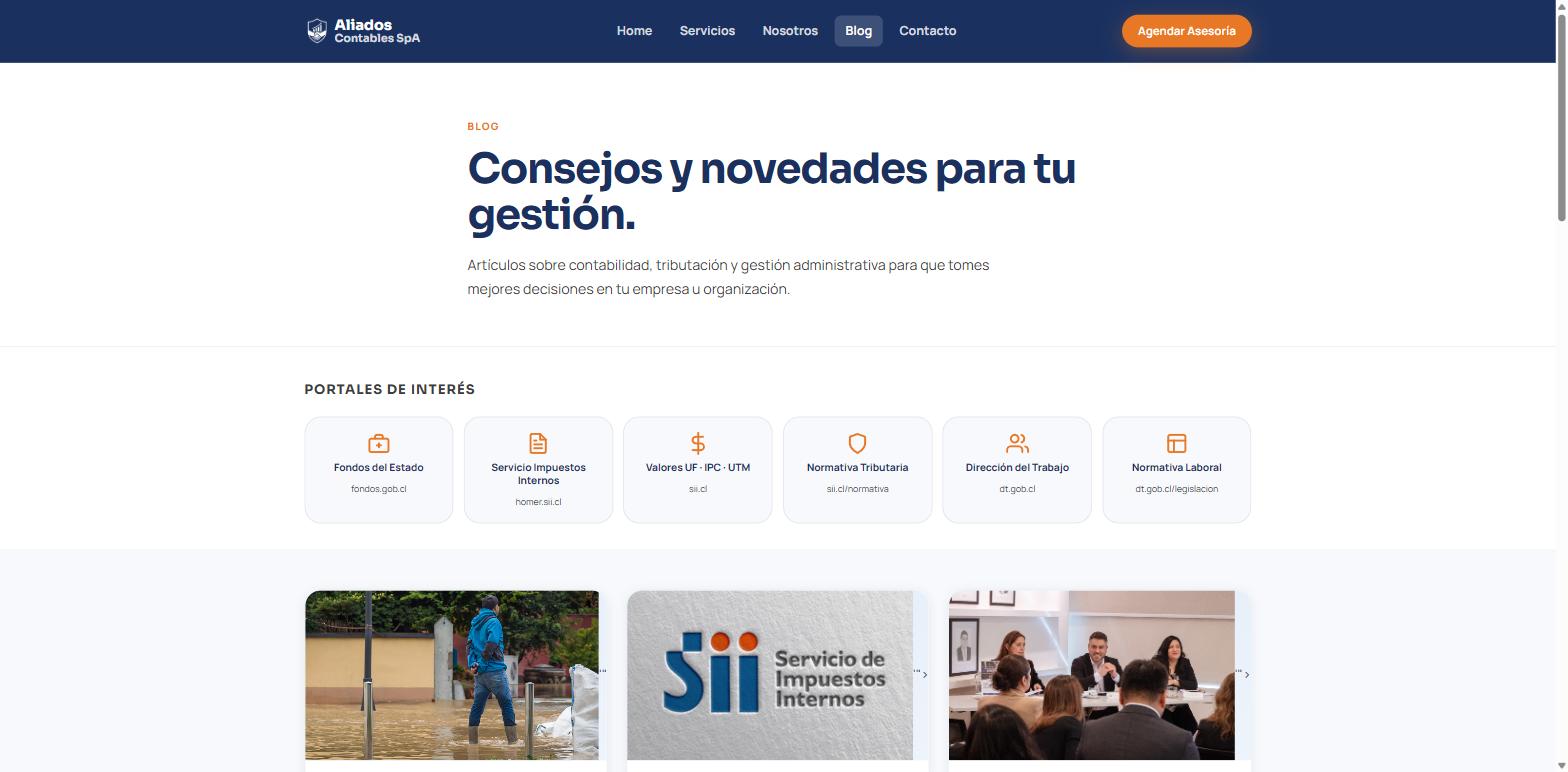 Blog con la sección de portales de interés