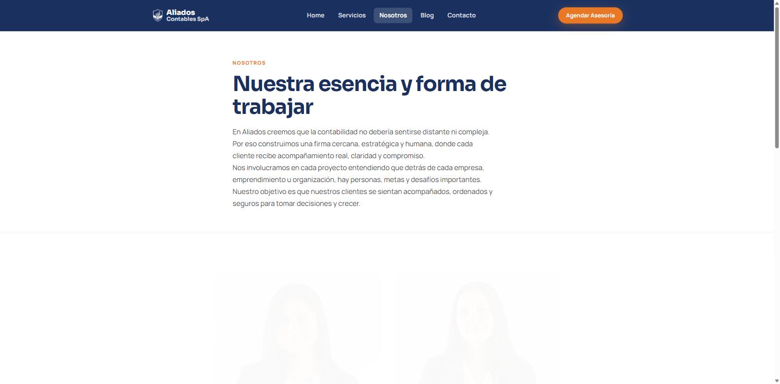 Página Nosotros de Aliados Contables