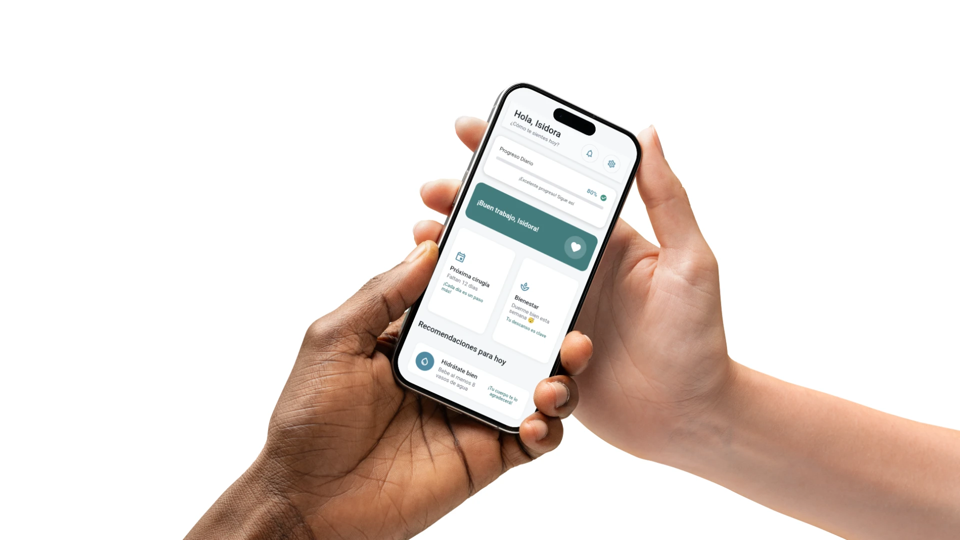 App Cuidapp mostrando el progreso preoperatorio del paciente