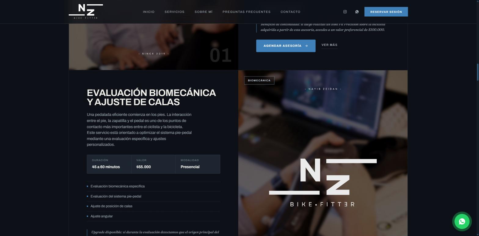 Tarjeta de servicio: evaluación biomecánica